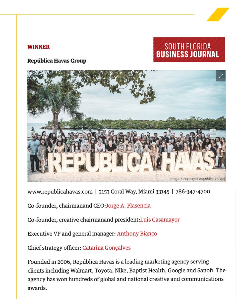 RepublicaHavas's tweet photo. We're proud to share that Republica Havas Group was honored with @SFBJNews 2023 Business of the Year Award last night. We couldn't have achieved this milestone without the dedication of the #RHTeam and each of our clients.

To learn more visit the link: https://t.co/KbYND6rfBr https://t.co/Vgf7ug1mJl