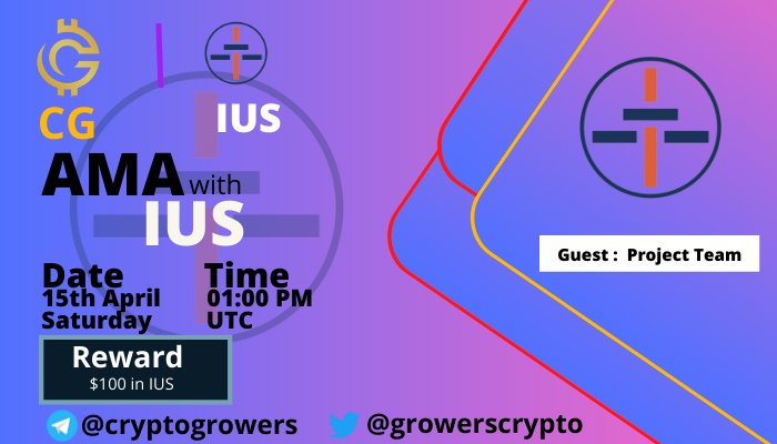 growerscrypto's tweet photo. CRYPTO GROWERS will hold an AMA with IUSTITIA on 15th April 2023 l  01 : 00 PM UTC l 
REWARD: $100 in IUS
Rules:
1. Follow : 
 @growerscrypto &amp; @IustitiaCoin
2. Like, Retweet, Tag 3 friends &amp; Post Your Questions 
3. Venue 
https://t.co/IEfcbTCIsN
BEST OF LUCK ! #AMA #Binance https://t.co/0gDDWOobto