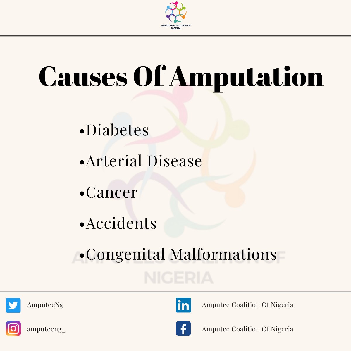 Amputation can be a life-saving process. Some individuals outside those who have had amputations due to trauma often opt for amputations to save their lives.

Have you followed us today?

#ACON #LLLDAM #Amputee