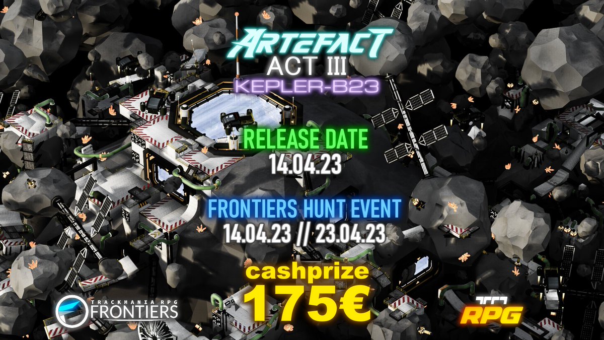 RpgFrontiers's tweet photo. Kepler-B23 is finally here, full of custom items! A new RPG @Trackmania map!

HUNTING COMPETITION
Cashprize: 175€ (top 3)
More info: https://t.co/QIXhCuIVdO
Map link: https://t.co/M5jMboTSbT https://t.co/W2jywOnFVx