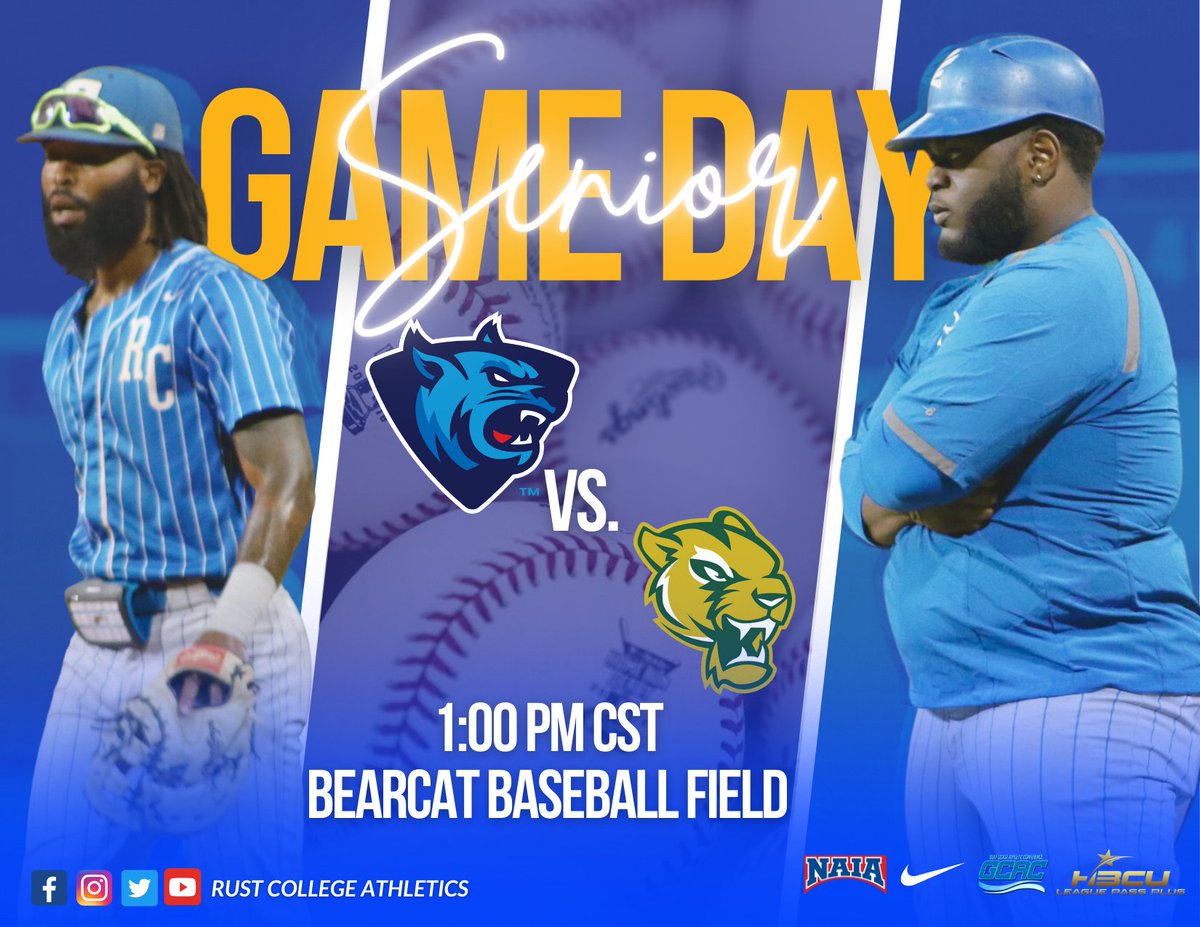 🔥⚾️ IT'S GAME DAY ⚾️🔥
Join #RCBaseball for their Senior Day game today against Philander Smith at 1pm in #BearcatCountry 🐾