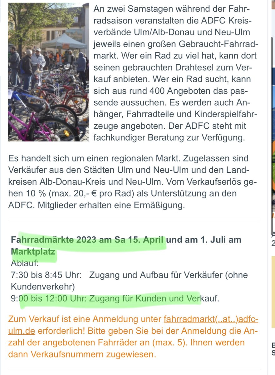 Morgen ist Fahrradmarkt in #Ulm und der ⁦<a href="/FuR_Ulm/">FuR_Ulm</a>⁩ sammelt wieder Unterschriften. 

Seid dabei 💪👌

Weitere Infos hier: adfc-ulm.de/menue-links/ve…