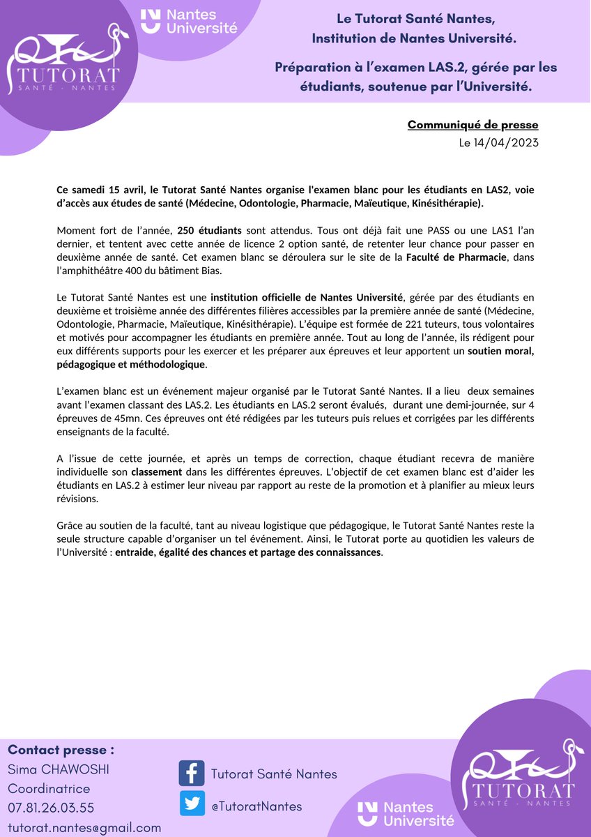 Tutorat Santé Nantes tweet media