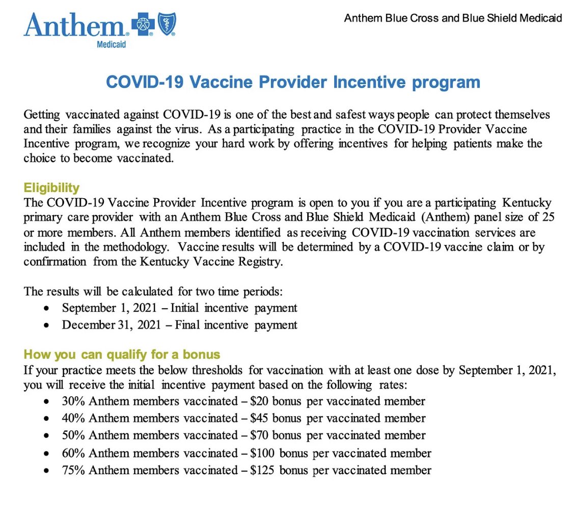 DrKellyVictory's tweet photo. So let’s be clear: Healthcare insurance companies were PAYING doctors an additional “incentive” to vaccinate patients. Think that might have impacted physician behavior? #FactsNotFear #RightSideOfHistory https://t.co/Z3Vx7cfTRw