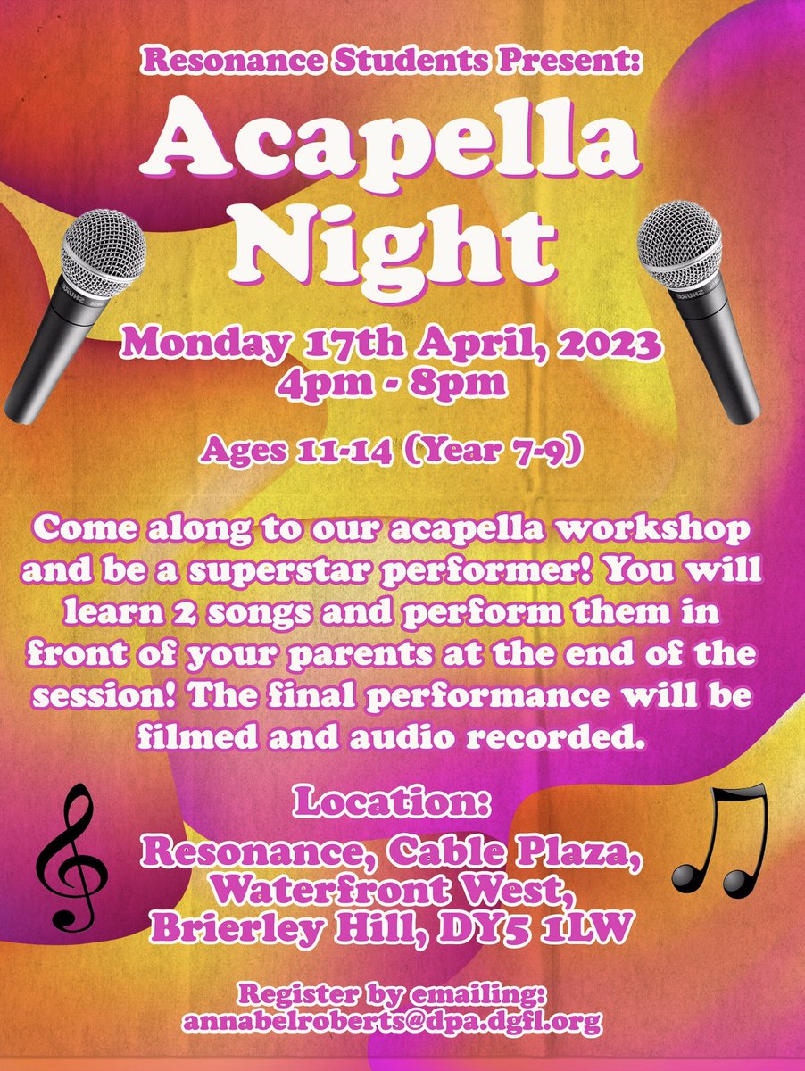 A Gr8 opportunity for your kids or grandchildren 
It’s FREE and Educational 🎤
<a href="/HalesowenBID/">Halesowen BID</a> <a href="/dudleymbc/">Dudley Council</a> #music #vocals #dudley <a href="/dudleylibraries/">Dudley Libraries</a> <a href="/ResonanceEdu_/">Resonance</a> #Kids