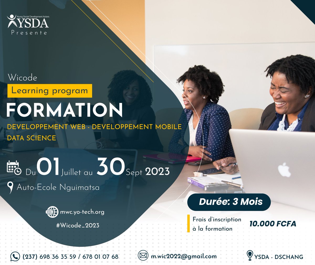 ysda_cm's tweet photo. #𝗔𝗽𝗽𝗲𝗹 𝗮̀ 𝗶𝗻𝘀𝗰𝗿𝗶𝗽𝘁𝗶𝗼𝗻 #𝗪𝗶𝗰𝗼𝗱𝗲

📣📣📣Les inscription au programme de formation #Wicode que lance #YSDA du 1er juillet au 30 septembre 2023 sont déjà ouvertes.⬇️ https://t.co/cDBgXaxpSk