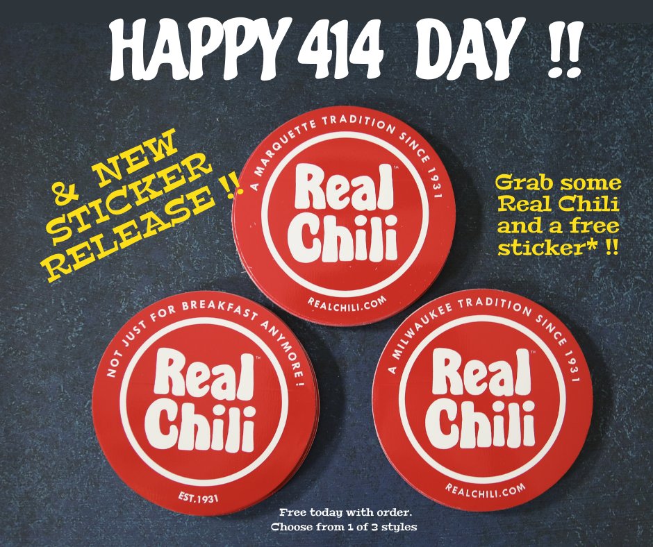 Happy 414 Day !!! - Beautiful 414 Day in store. Enjoy the MKE and grab a NEW BIG REAL CHILI sticker🌶🌶 Perfect for the laptop, coolers… taking on vaca and taking photos with them (HINT: future contest, start snap’g and tag <a href="/realchili1931/">Real Chili</a>). 😎  ...