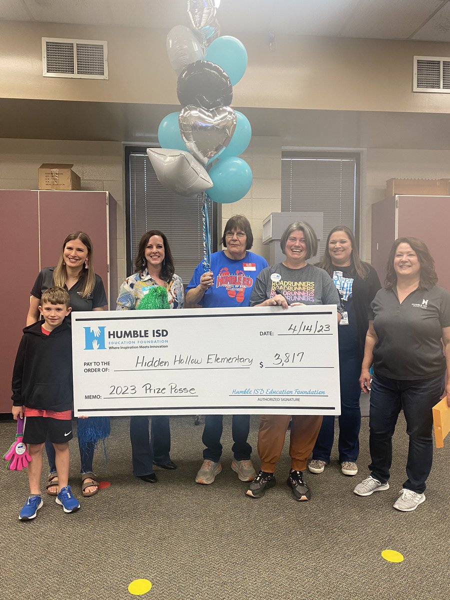 HumbleISD_HHE's tweet photo. Congratulations to our 2023 grant winners @OlsonMusic @robinsonreads and  @5thGarcia! Thank you @HumbleISD and the Education Foundation Prize Posse for such an exciting surprise this morning!! 🎉🥳🏆🥁📣 https://t.co/ocoukUNqVt