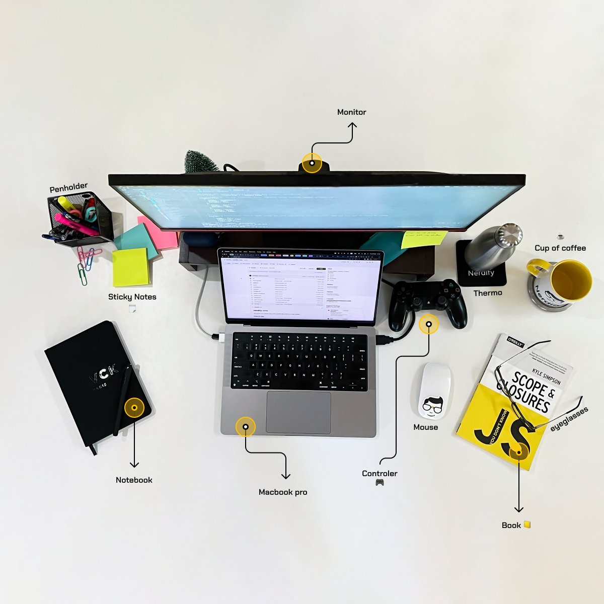 getnerdify's tweet photo. 👨‍💻The desk of a developer is like a battlefield: keyboards, mice, screens, post-its, and cables everywhere. 🤗But within this chaos, there is the necessary order and creativity to make the most innovative ideas a reality.🤩 Come on, delve into this technology territory!🤓 https://t.co/kIUcdEGzHU