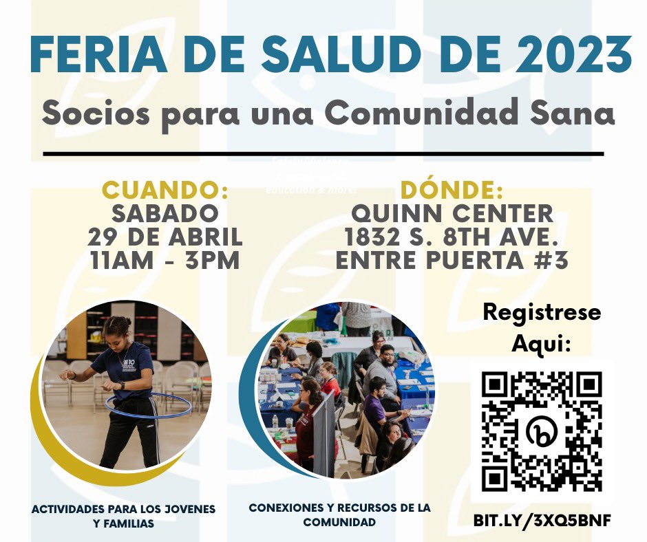 Join us on April 29th for the 2023 Health Fair: Partners for a Healthy Community.  Register now using this link bit.ly/3XQ5bnf