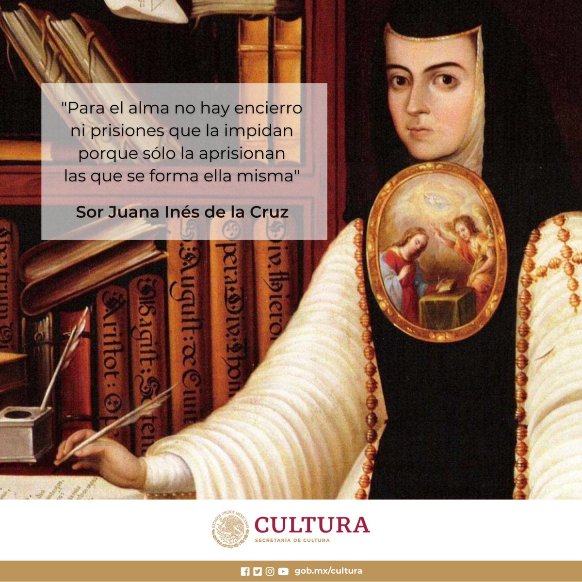 #UnDíaComoHoy de 1695 falleció Sor Juana Inés de la Cruz, pilar de la poesía mexicana cuya obra resplandece imperecedera en el panorama de la literatura universal.