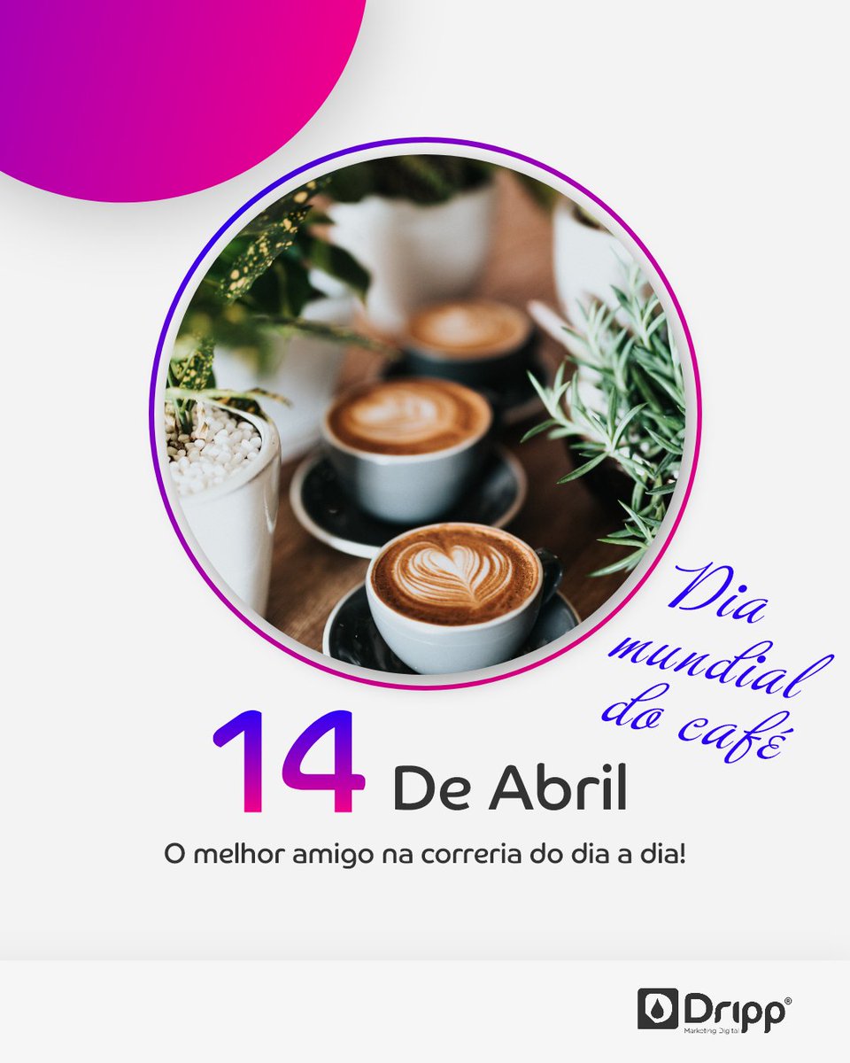 DrippTwit's tweet photo. Todo dia é dia de comemorar essa data!

Vai um cafezinho aí pra finalizar a semana? ☕💕

#agênciademarketing #marketingdigital #marketing #mkt #redessociais #criaçãodeconteudo #conteudodigital #conteúdo #conteudocriativo #comunicação #joinville https://t.co/QzXv95l6Mk