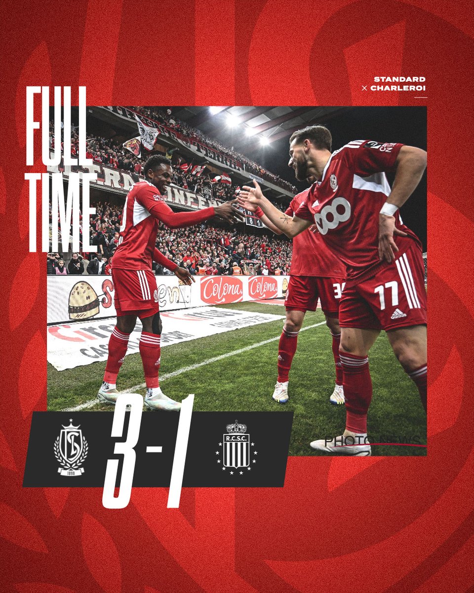 Standard de Liège on Twitter "𝗙𝘂𝗹𝗹 𝗧𝗶𝗺𝗲 • Standard 🆚 Charleroi 31 😎