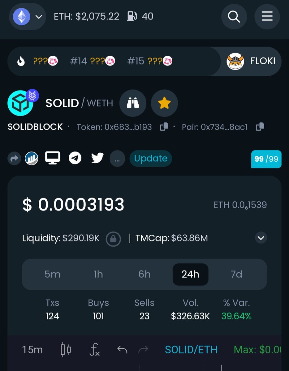 THECrypt0CHAD's tweet photo. How many tokens you see with a 99 security score in a few hrs? I've been in a ton of launches and never seen it. @SolidBlockTech will soar soon. Presale is vested,  all launch bad actors are out! Nows the time to buy!  

Contact address 
0x68300309047f8bC213f10e238eA6Badb700cb193 https://t.co/5N81oB232f