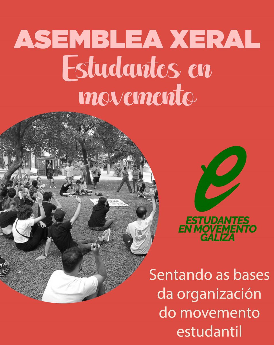 Este Sábado 15 de abril celebramos a nosa Asemble Xeral. Onde sentaremos as nosas bases propositivas e organizativas que nos permitan articular o movemento estudantil.