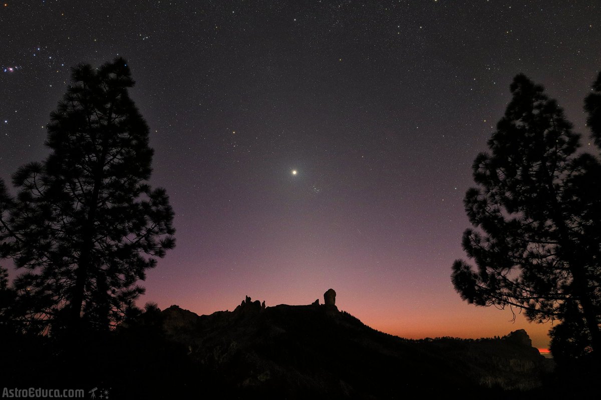 AstroEduca's tweet photo. El brillante Venus y las Pléyades se encuentran en el cielo para adornar el celaje de #grancanaria 📷 Frank A. Rodriguez @AstroEduca  @turismogc @RiscoCaidoGC @tiempobrasero @VickyPalmaMeteo @Tejeda_GC #cielosESA https://t.co/Sppvp1u75j