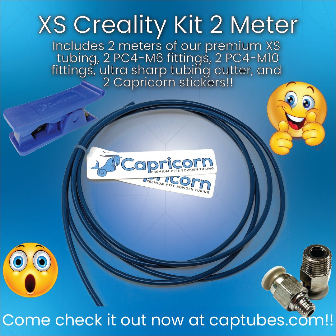captubes's tweet photo. Looking to upgrade your Creality printer? Look no further! Our XS two-meter kit has everything you need to upgrade two printers! Check it out now at https://t.co/vpVIk1Z865!! 😍😀👍🤜🤛😜 #twometer #twoprinters #XS #Advertisement #3dprinting #happy3dprinting https://t.co/bJLc4w3HDO
