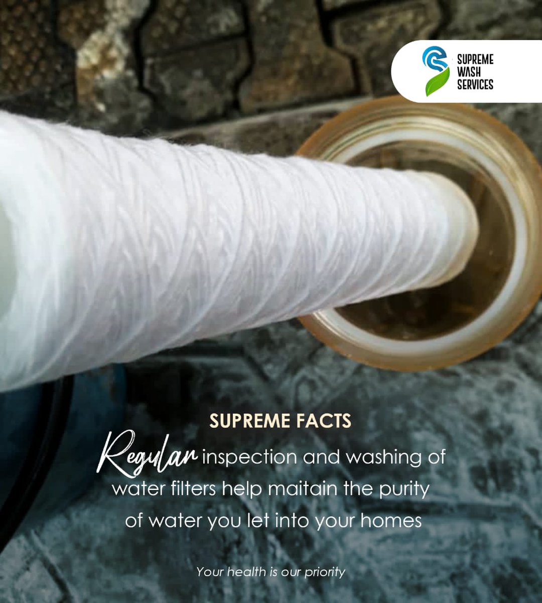 SupremeWashPH's tweet photo. Do you know that regular inspection and washing of water filters help maintain the purity of water you let into your home.
#water #supremewashservices #worldhealthorganization
#supremewash
#gosupreme
#SDGS https://t.co/0cJuAcvsPI