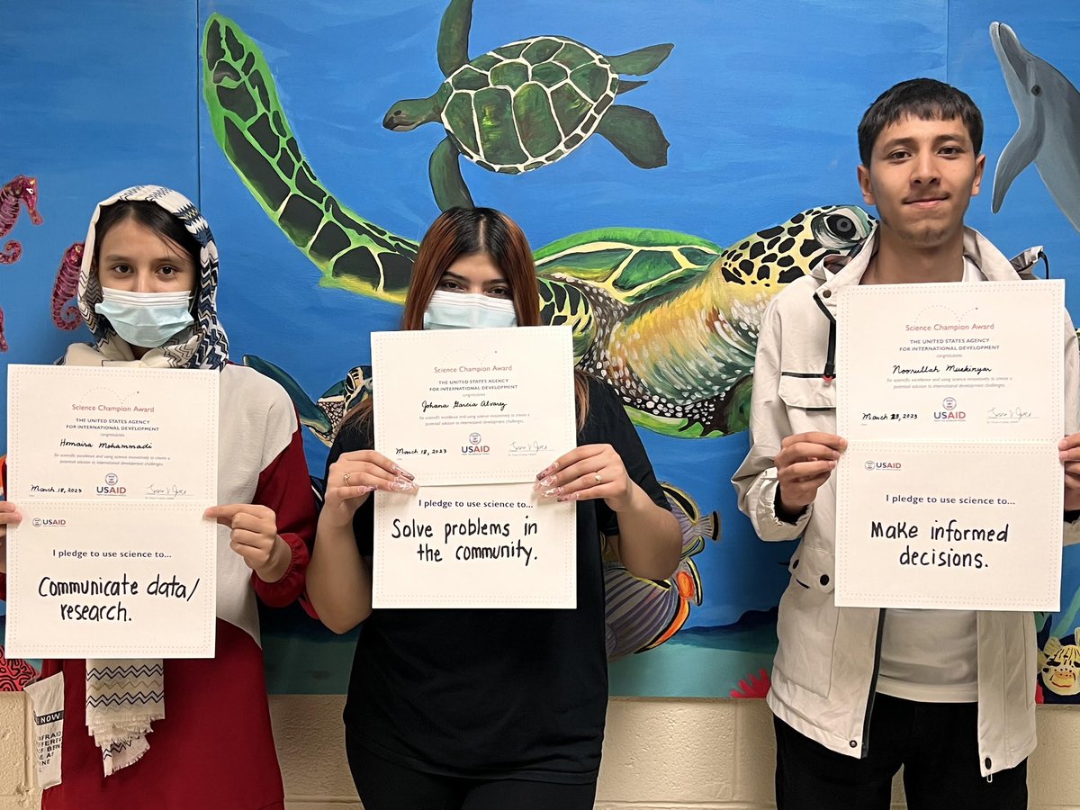 ihslapg's tweet photo. Congratulations to Homaira Mohammadi, Noorullah Muskinyar and Johana Alvarez at International High School at Largo in Maryland for winning the Science Champion Award from @USAID #GlobalDEv @pgcps #Science4DEvelopment #STEM @IntlsNetwork @NankinEdu @LAblaza2 https://t.co/SuzjpP4ytR