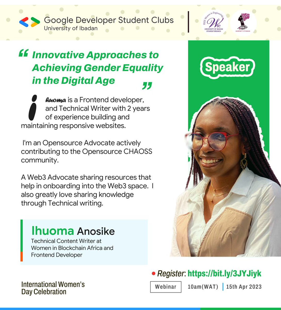 SCAUniibadan's tweet photo. Introducing our lineup of speakers for our highly anticipated Women in Tech Webinar! 🎉🤩💻 
Get ready to be inspired by leading industry experts as they share their insights on the role of women in technology. 🔍🚀 https://t.co/0UK7Xx8rUm