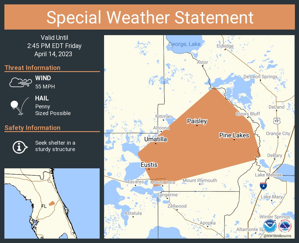 NWS Melbourne on Twitter "A special weather statement has been issued