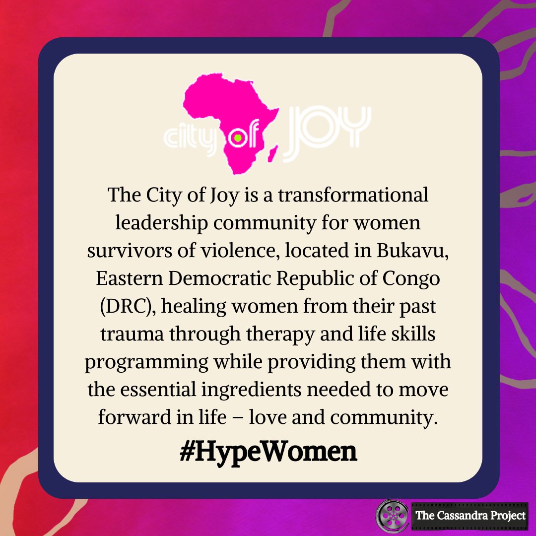 Cassandra_Films's tweet photo. We love the work @cityofjoycongo @thejhf @PeaceOvrViolnce are doing to create safe and healing spaces for women.

What are some of your favorite orgs in this space?

#HypeWomen #TheCassandraProject https://t.co/IXoElTbJod