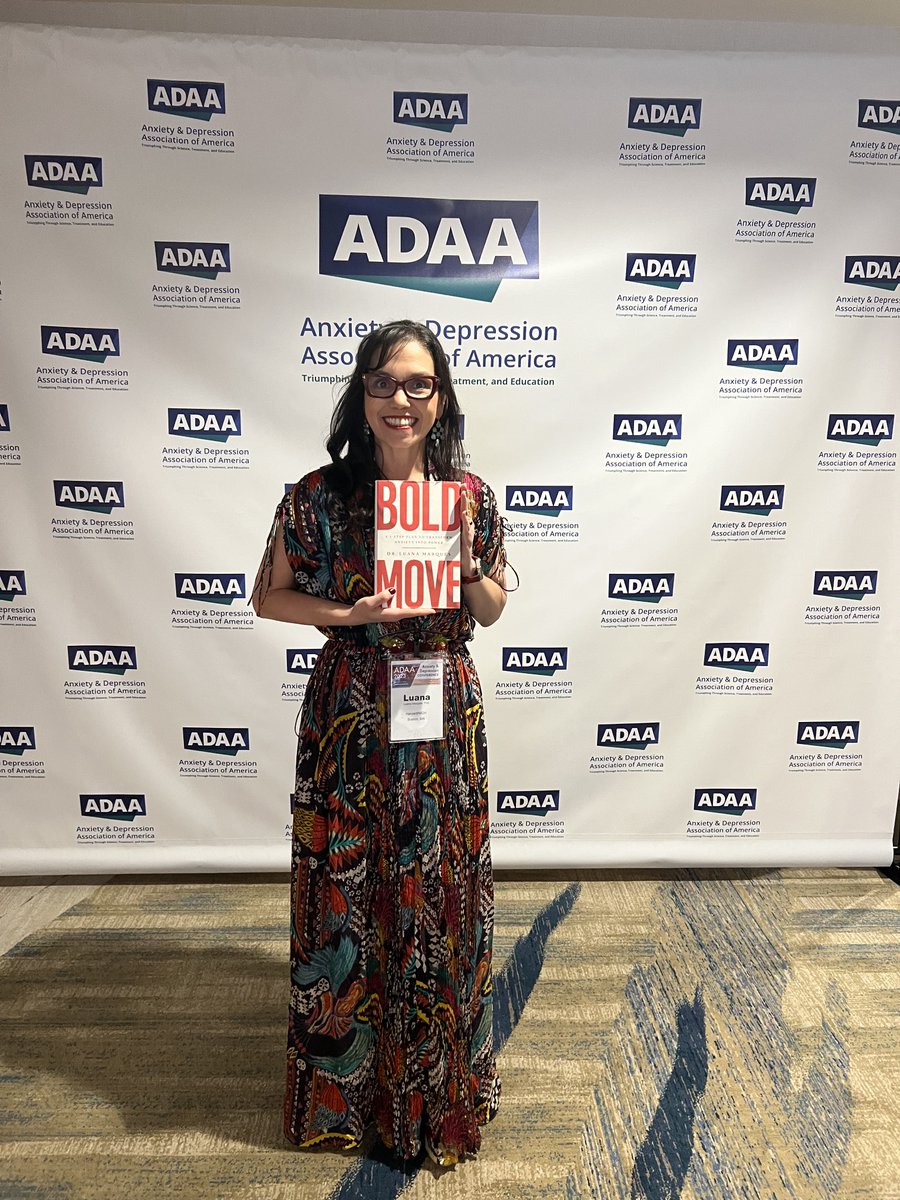 ADAA_Anxiety's tweet photo. ANNOUNCEMENT: @DrLuanaMarques, former ADAA board member and a leading voice in the field of #mentalhealth has just launched her new book, "Bold Move: A 3-Step Plan to Transform #Anxiety into Power." 

And if you're at #ADAA2023, say hi and ask Dr. Marques about her new book! https://t.co/tIEpyiODAf