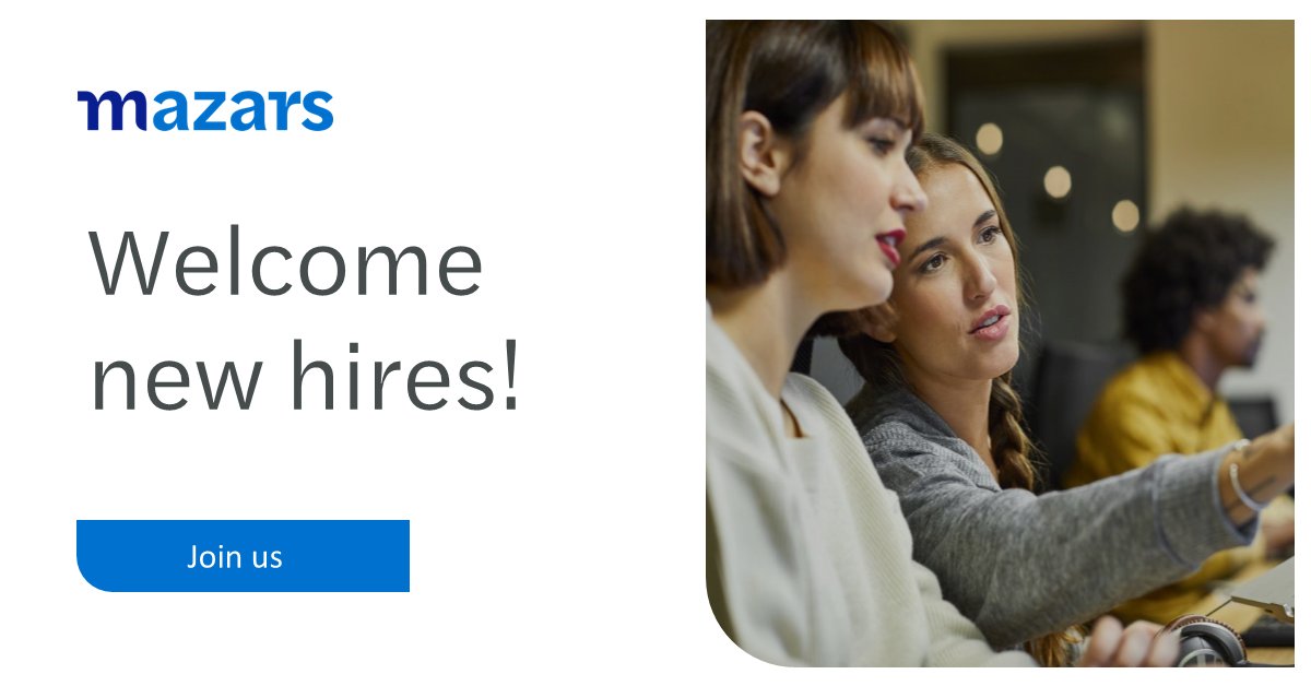 Mazars welcomes team members Xiao Song; Will Joyner; Raghavender Donkena; Patrick Fordyce and Nathaniel Gennrich!

Work with us: maza.rs/6014gKDh6

#Mazarsthesmartchoice