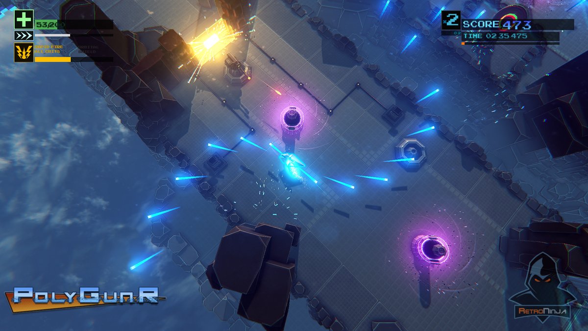 Twitchfactor's tweet photo. I know it's not #screenshotsaturday , but it's Fun Friday, so here are some screens from my latest game #PolyGunR a run OR gun #shmup coming to #Switch  #Xbox #AtariVCS #pcgaming  #SteamDeck #indiegame https://t.co/0qcfPyLWWJ