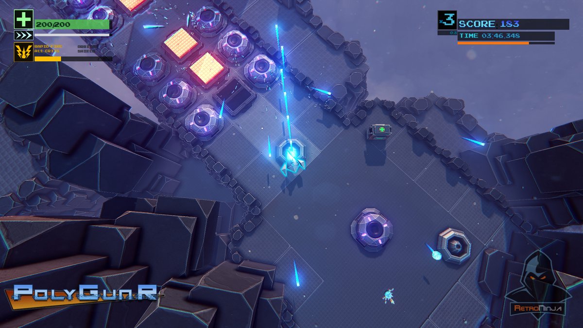 Twitchfactor's tweet photo. I know it's not #screenshotsaturday , but it's Fun Friday, so here are some screens from my latest game #PolyGunR a run OR gun #shmup coming to #Switch  #Xbox #AtariVCS #pcgaming  #SteamDeck #indiegame https://t.co/0qcfPyLWWJ