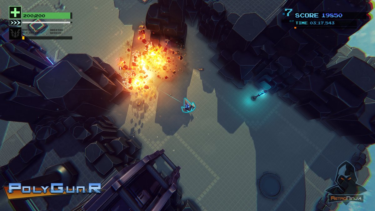 Twitchfactor's tweet photo. I know it's not #screenshotsaturday , but it's Fun Friday, so here are some screens from my latest game #PolyGunR a run OR gun #shmup coming to #Switch  #Xbox #AtariVCS #pcgaming  #SteamDeck #indiegame https://t.co/0qcfPyLWWJ
