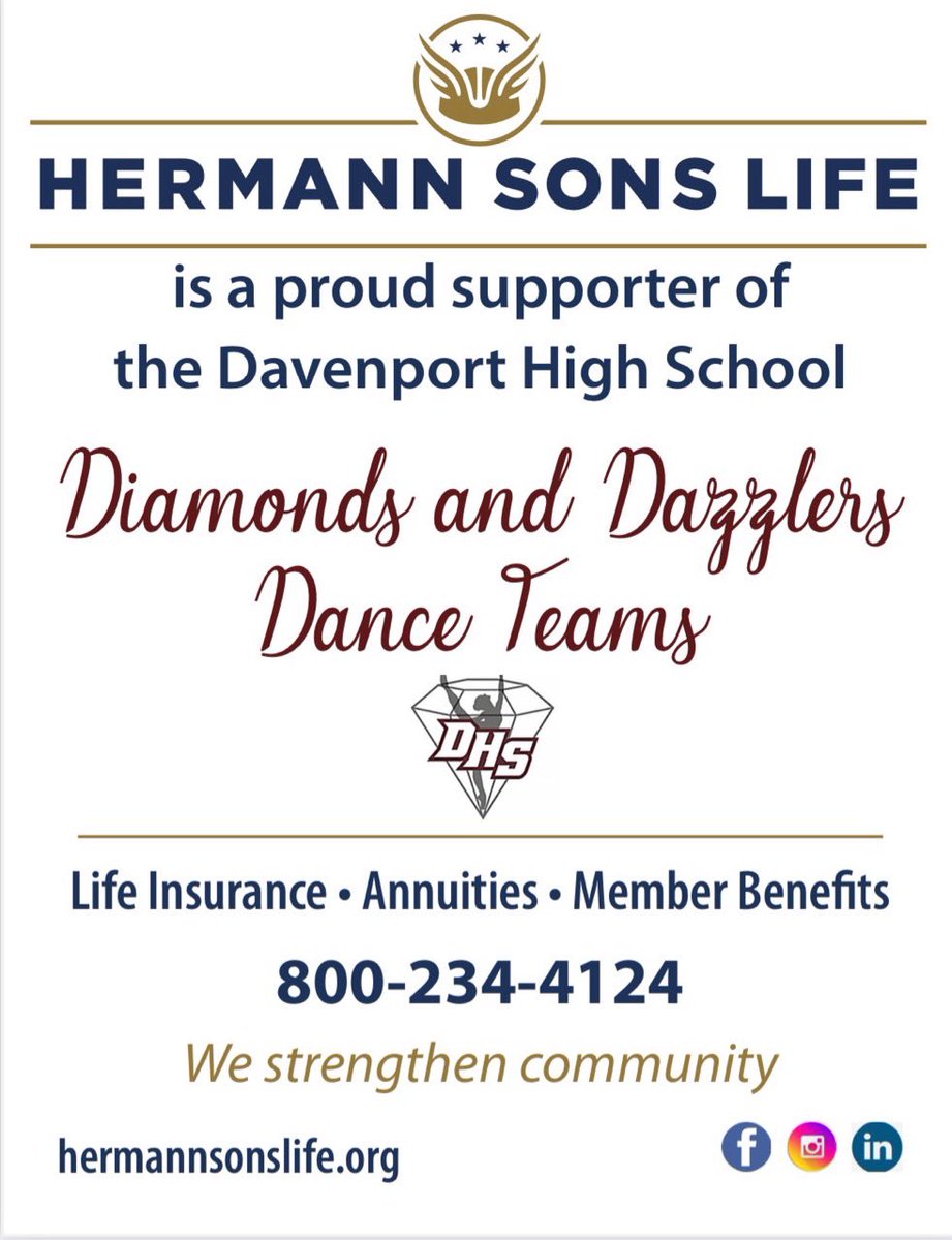 Sending out a big thank you to Herman Sons Life for supporting your local Davenport High School dance teams. We appreciate you!!!