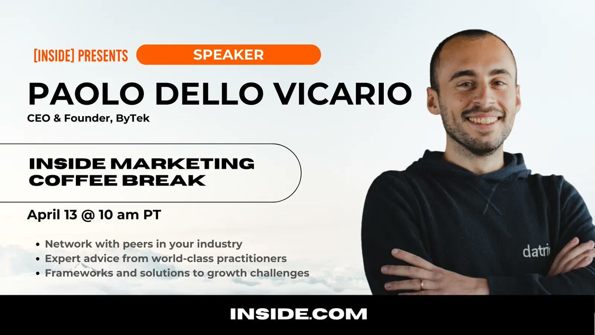 ICYMI: Inside Marketing w/Paolo Dello Vicario, CEO &amp; Founder @ Bytek🚀

<a href="/pdellov/">Paolo Dello Vicario</a> dropped by Inside.com to discuss applying #AI to #SEO and PPC and the future of marketing with host <a href="/StephZielinski/">Stephanie</a>. 

Catch the full interview here 👇
inside.com/s/363403 .