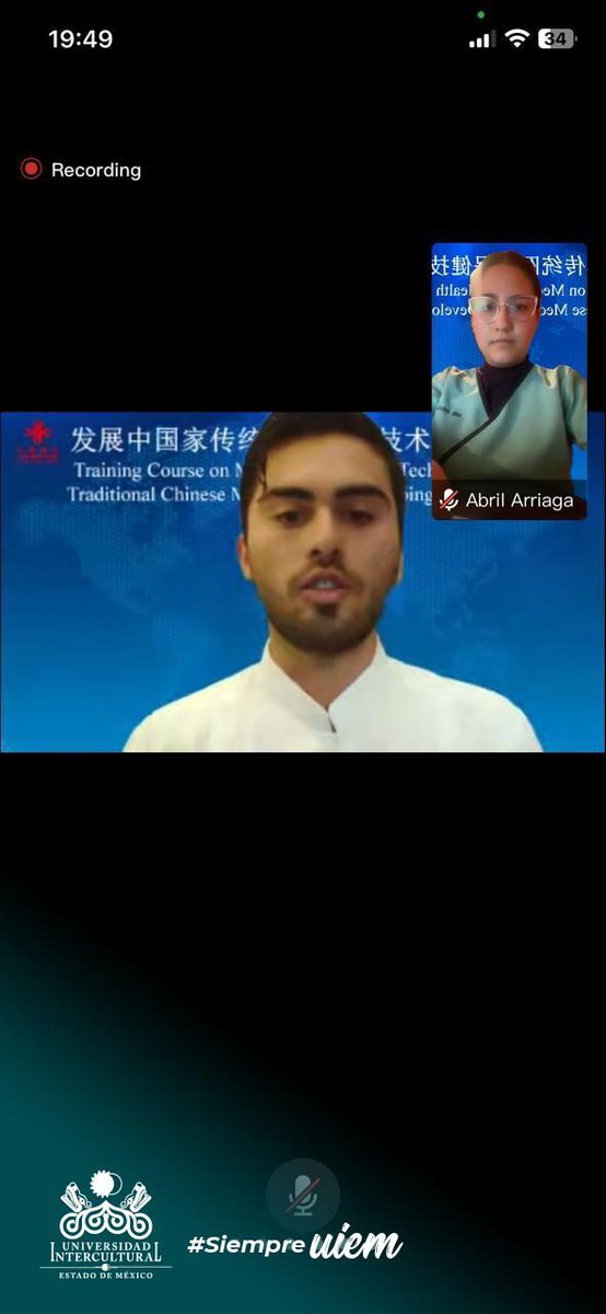 UIEMOficial's tweet photo. ✨Abril Arriaga y Diego Sommerz, estudiantes de #SaludIntercultural, participaron en el seminario "Training Course on Medical and Health Techniques of Traditional Chinese Medicine for Developing Countries", con una destacada participación del alumno Diego Sommerz  #OrgulloUIEM 💚 https://t.co/CxOcwpRI7D