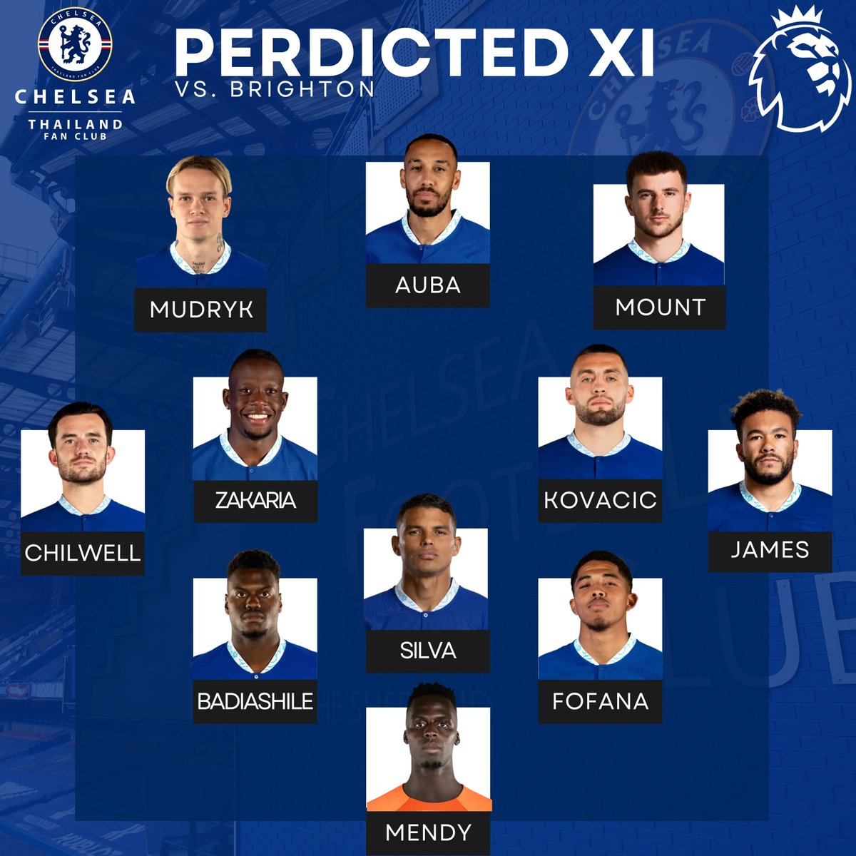 CHELSEA_THFC's tweet photo. #คาดการณ์11ตัวจริง
.
#เชลซี 🆚 ไบรท์ตัน

⏰ คืนวันเสาร์ เวลา 21.00 น.
🏟️ สแตมฟอร์ด บริดจ์
📺 True Premier Football 2

#CHEBHA | #Chelsea | #ChelseaFc | #CFC | #CFCTH | #ChelseaThailand | #เชลซี | #เชลซีไทยแลนด์ https://t.co/tCiO4xqUDd
