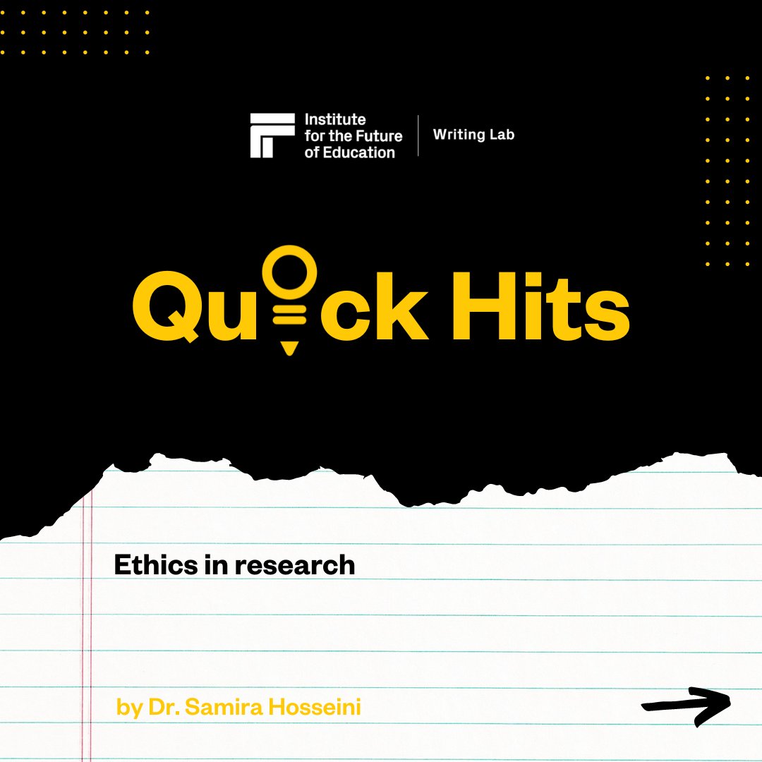 TecWriting's tweet photo. Are you sufficiently informed about ethics in research?
To find out more about this and other topics, please visit us at https://t.co/PQJuQdEW1b or contact us at writinglab@itesm.mx
#TecdeMty #WritingLab #Research #Education #WritingTips #ExcellentWriting #EthicsInAcademia https://t.co/TqIpQI8Y16