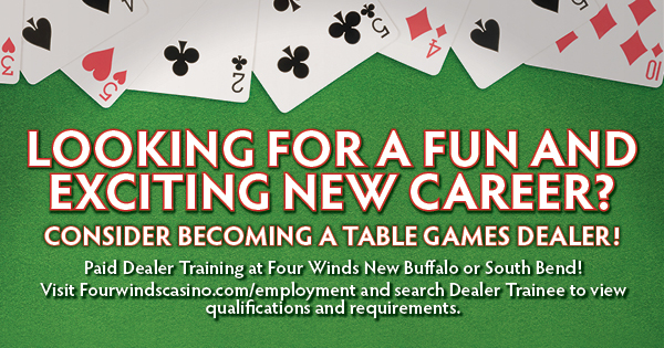 FourWindsCasino's tweet image. PAID Dealer Training starts May 4. Learn the exciting games of Blackjack, Three Card Poker, and Mississippi Stud. $2,000 Graduation Bonus. Details and to sign-up: bit.ly/3GHe8JF #Hiring #PaidTraining