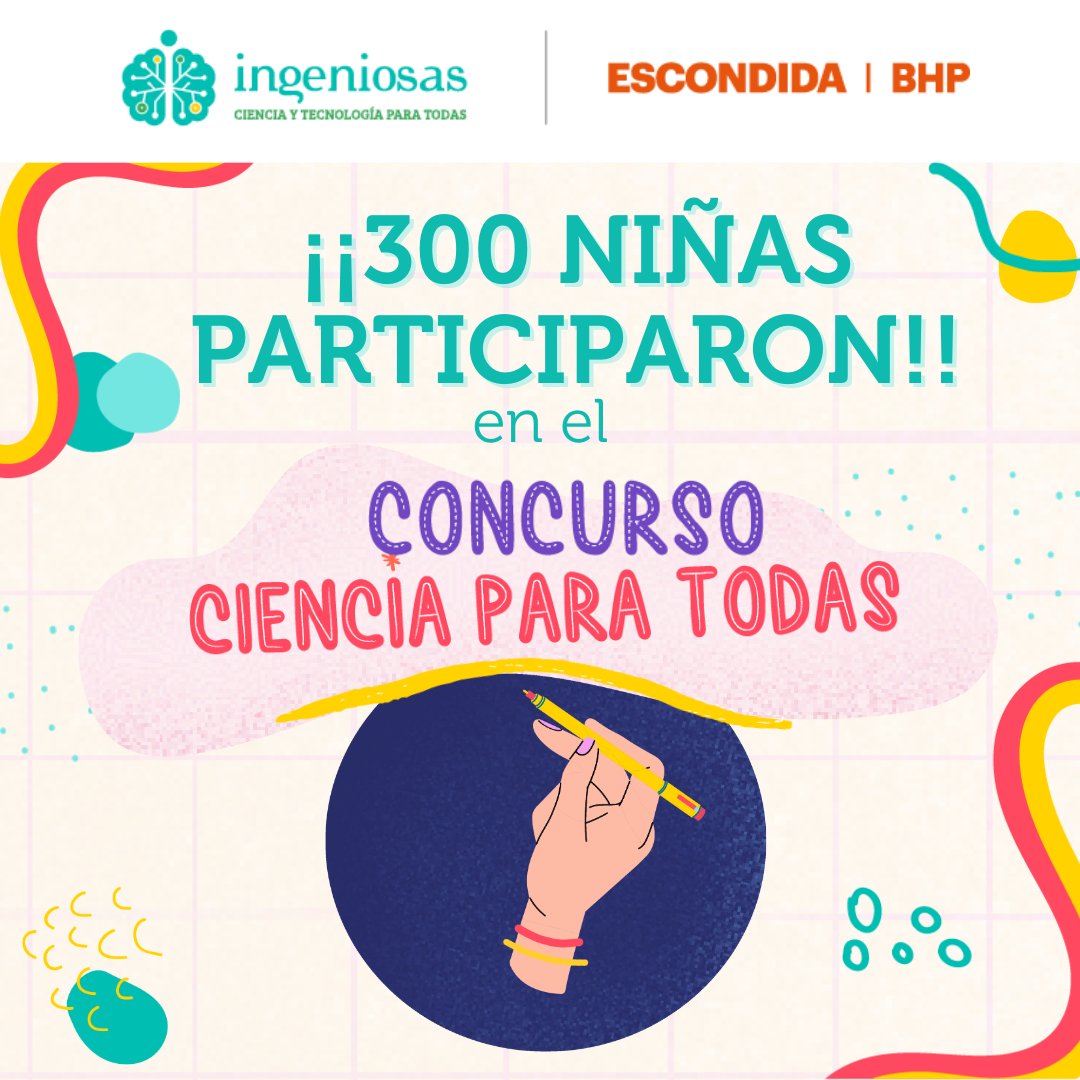 Ingeniosas_cl's tweet photo. ¡Agradecemos a todas las niñas que participaron en el Concurso Ciencia para Todas! 🤩  
Más de 300 dibujos de las 8 científicas destacadas de Antofagasta nos llegaron este año 🙌🏻  Pronto nos contactaremos con las finalistas y el 18 de mayo se darán a conocer a las ganadoras🎨 👧🏻 https://t.co/v8MeHio7A4