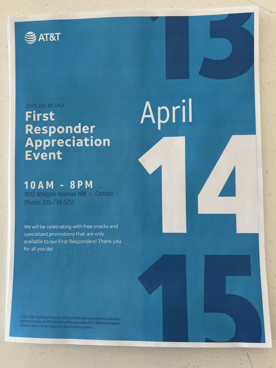 Canton crew getting out and spreading awareness to help celebrate 🎉 our First Responders and those whom aid them for all that they do on the daily basis! #Firstnet #FIBAAA #AriesSeason <a href="/DanBrechbill/">Dan Brechbill</a> <a href="/kuhn3/">Kevin Kuhn</a> <a href="/natelearatt/">Nate Lear</a> <a href="/FirstNet/">FirstNet, Built with AT&T</a> <a href="/OHPAunstOHPAble/">#unstOHPAble</a>