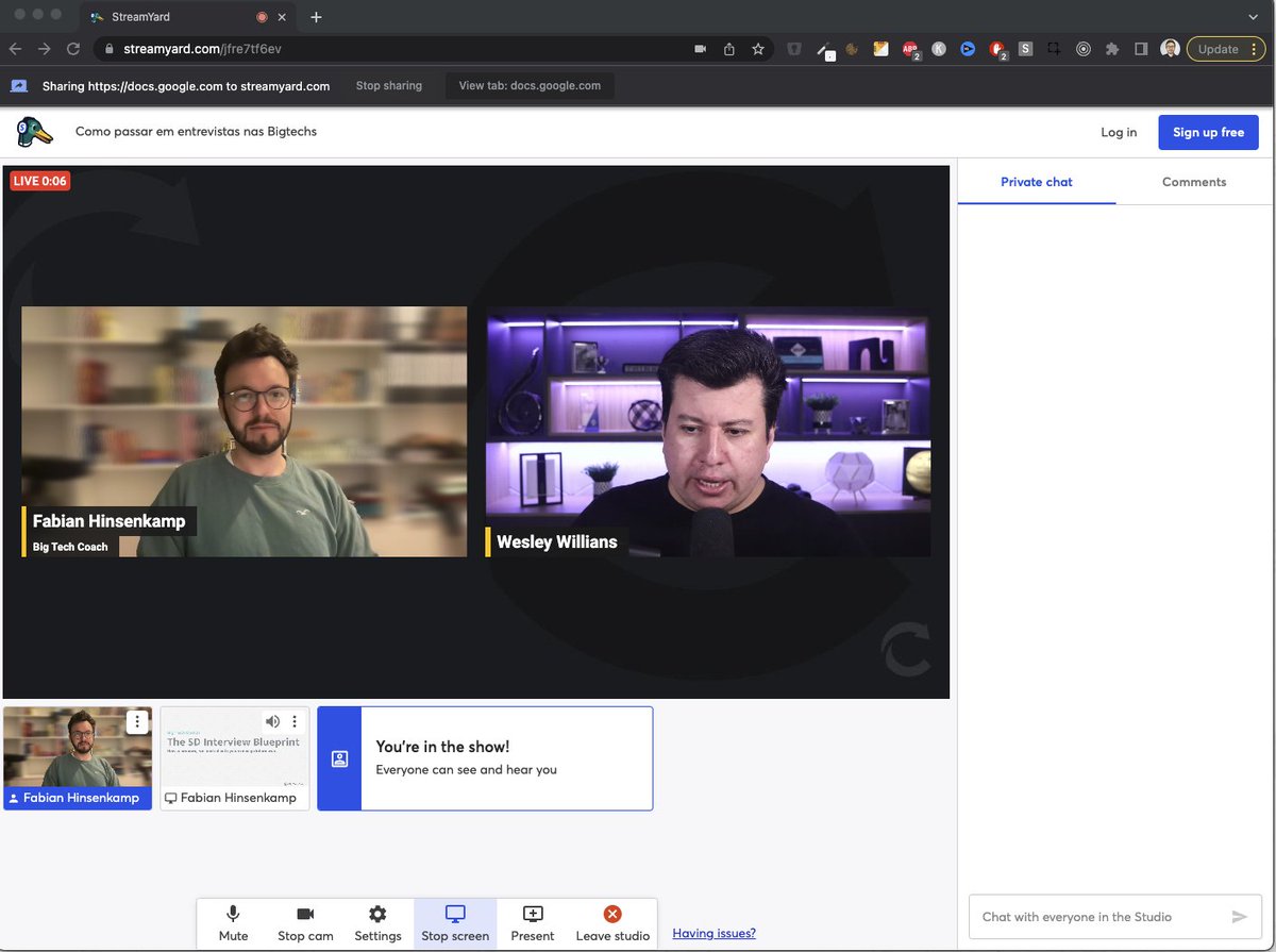 hinsencamp's tweet image. 👨‍🏫 Taught my first live-lession yesterday. Topic: 

&quot;The SD Interview Blueprint - How to prepare, run and reflect system design interviews&quot;

Was an amazing experience! Thank you @wesleywillians for the invitation to @devfullcycle!