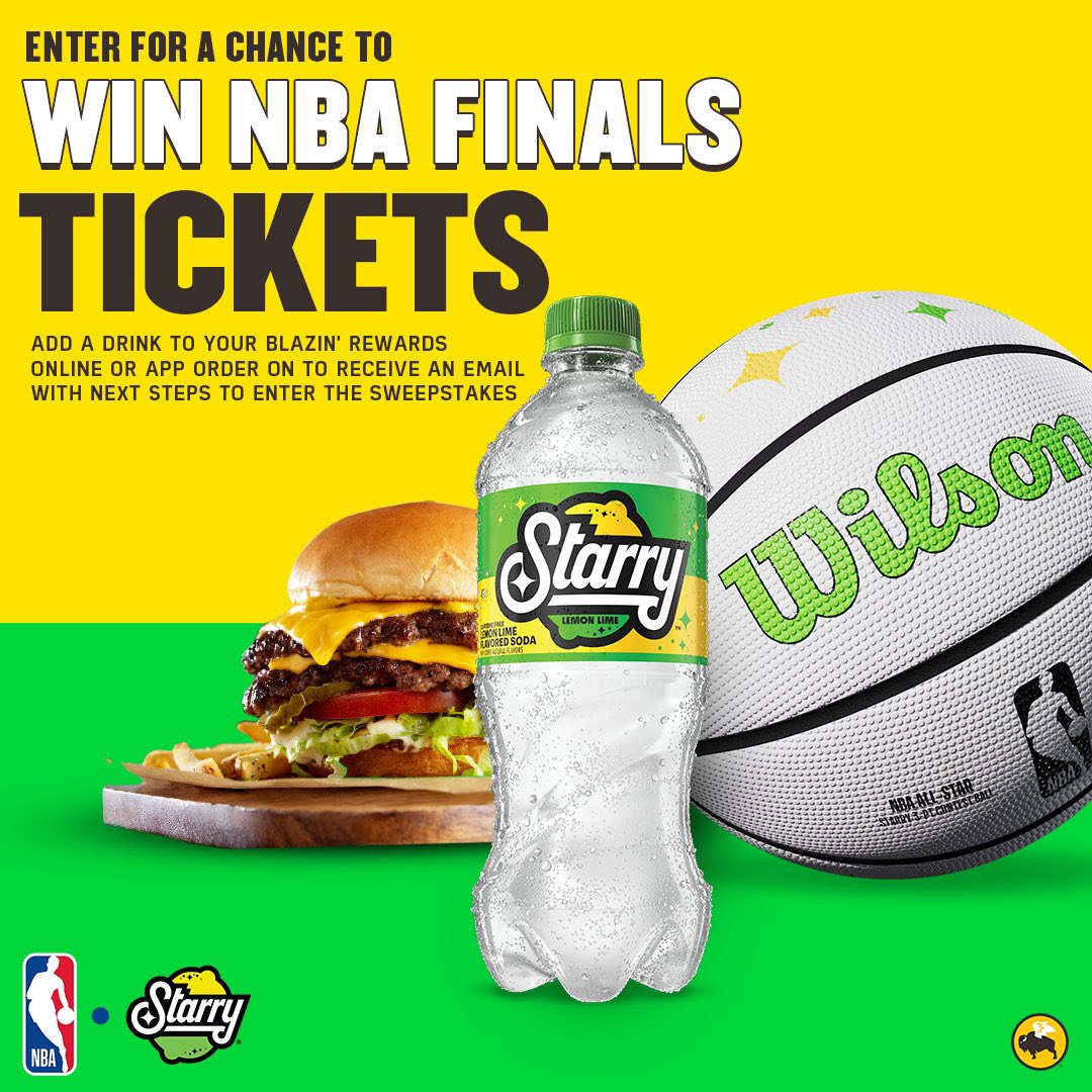 You could be heading to the #NBAFinals presented by @YouTubeTV! Add @starrylemonlime to your online @bwwings Blazin’ Rewards order and enter for a chance to win NBA Finals tix.