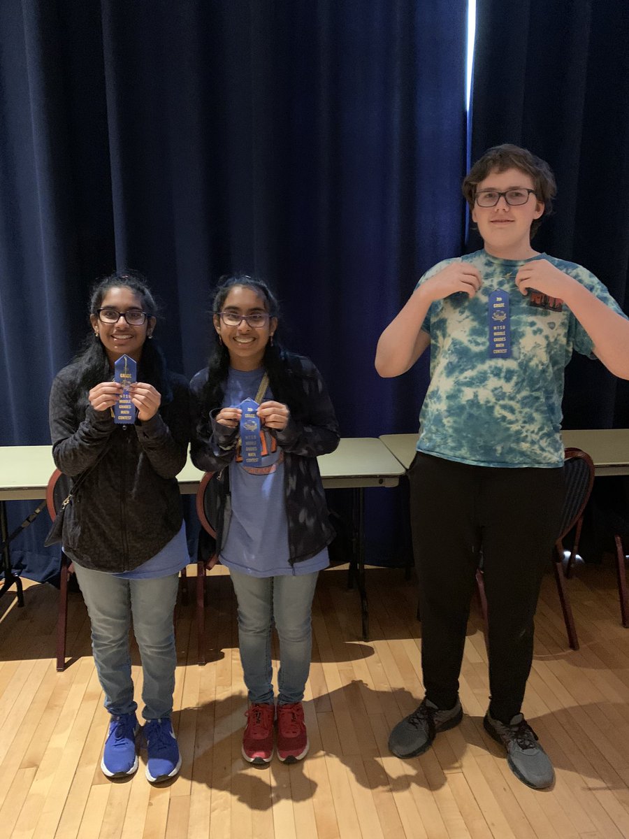 (3/4) Additionally, we had three 7th graders that won individual awards. Congratulations Akila (tied for 18th), Anika (tied for 11th), and Douglas (tied for 11th)!
