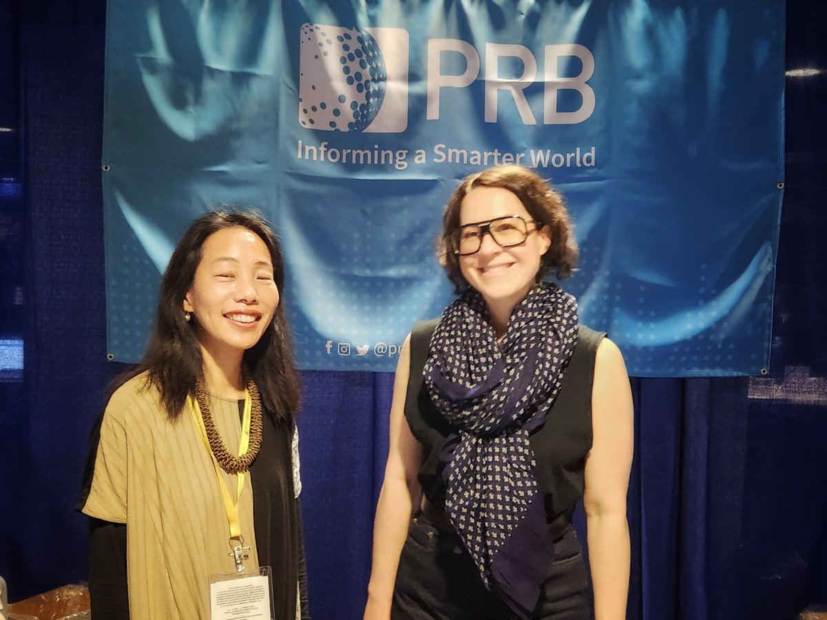 PRBdata's tweet photo. π· at the #PRBatPAA booth: Toshiko Kaneda, our Technical Director for Demographic Research, & Alana Barton, our Director of Media Programs. Toshiko is the leading mind behind our World Population Data Sheet, & Alana supports dozens of #journalists from around the world. #PAA2023 https://t.co/9wrUnRKg46