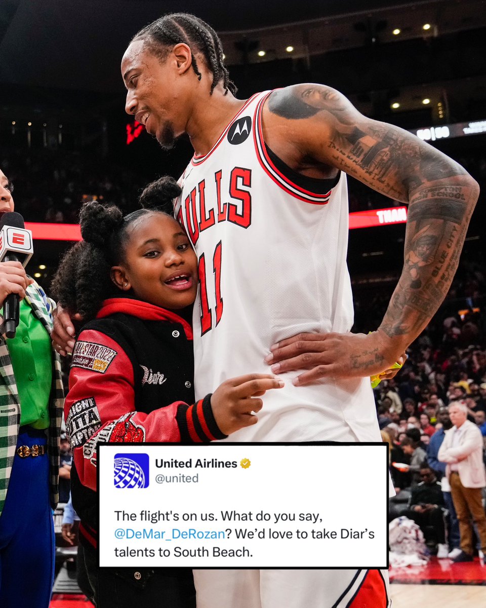 BleacherReport's tweet photo. United Airlines really offered to fly Diar DeRozan to Miami for the play-in finale 😅 https://t.co/n0QyBYnQnf