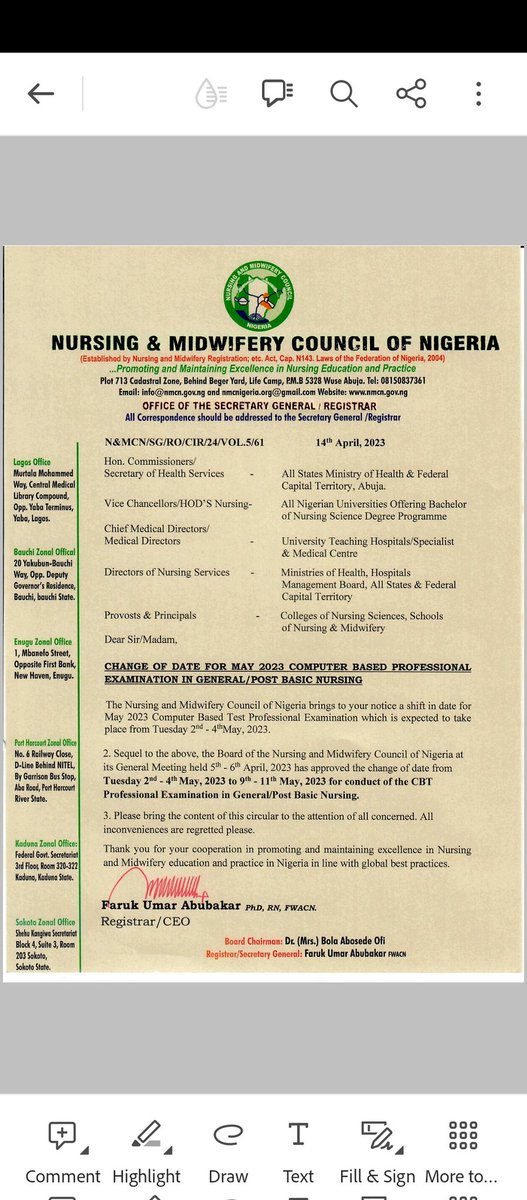 May 2023 Nursing Exams holds May 9- 11, 2023