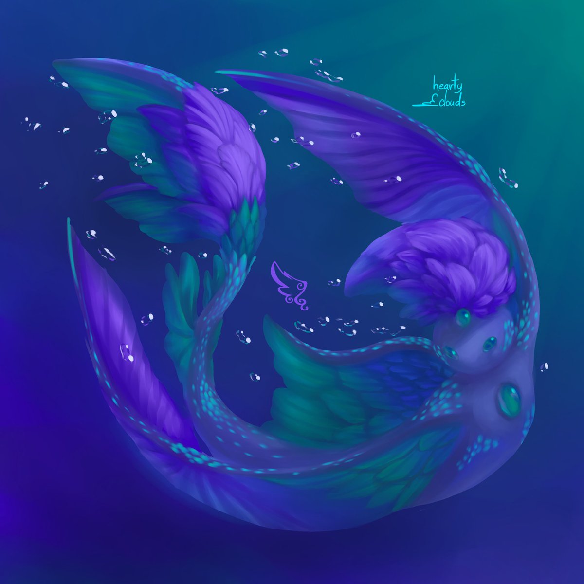 heartyclouds_'s tweet photo. Finnio, criatura de las aguas. 💙

 Ahora iré mostrándoles mis criaturas que hice de tarea para la uni, cada una utilizando una harmonía de color :3 Estoy muy feliz de los resultados y que ustedes puedan verlas. 💖

 #creaturedesign #characterdesign #art https://t.co/N7BMjtssiv