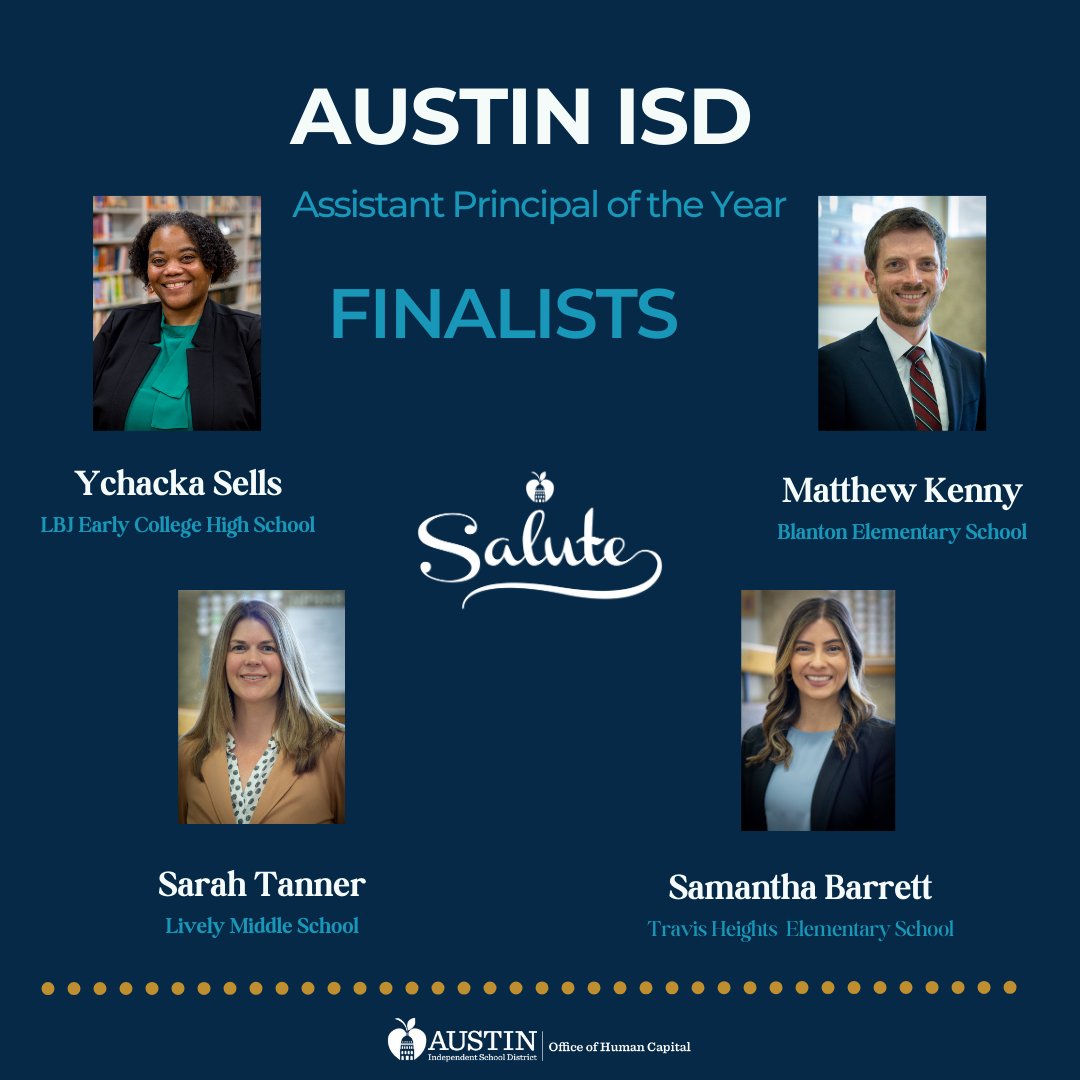 'Leadership is not a position or a title.  It is action and example.'  🌟
Congratulations to our @AustinISD  Assistant Principal of the Year Finalists! 🍎
The positive actions that you take and the examples that you set are seen and appreciated! 
#AISDjoy #AISDProud