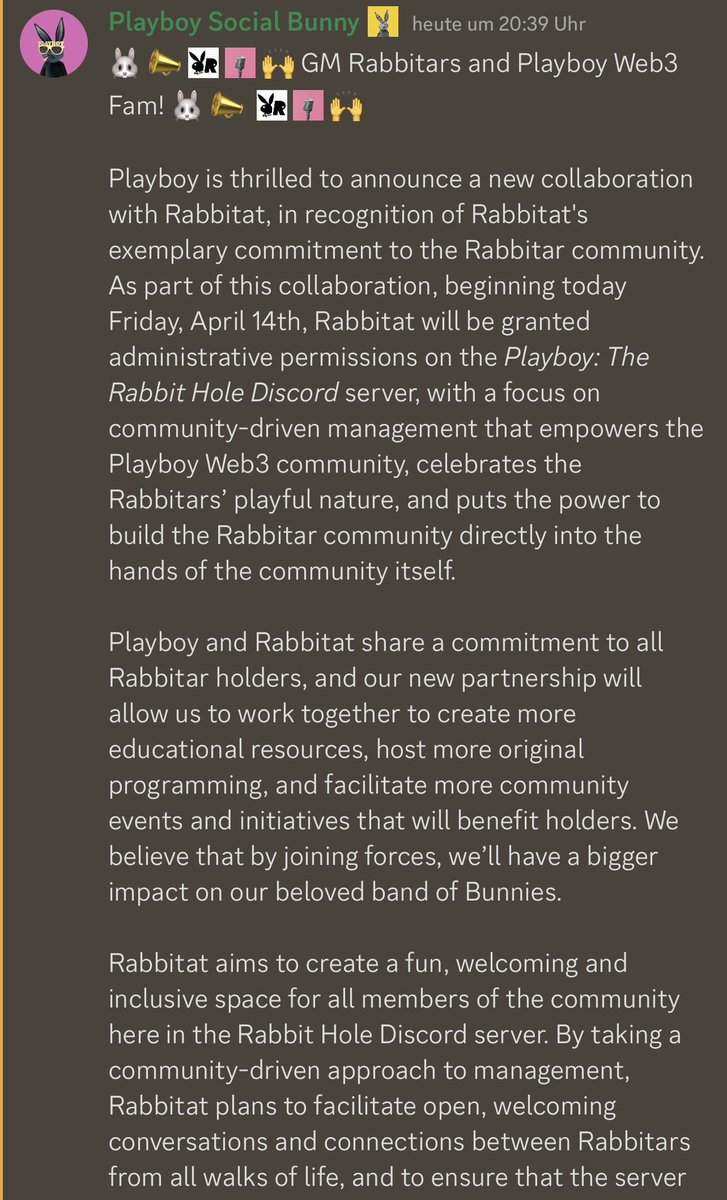 Team_Dombek's tweet photo. There’s some great news @RABBITAT_IO #Rabbitars @PlayboyNFTS  LFG https://t.co/IYzvNZWqq6