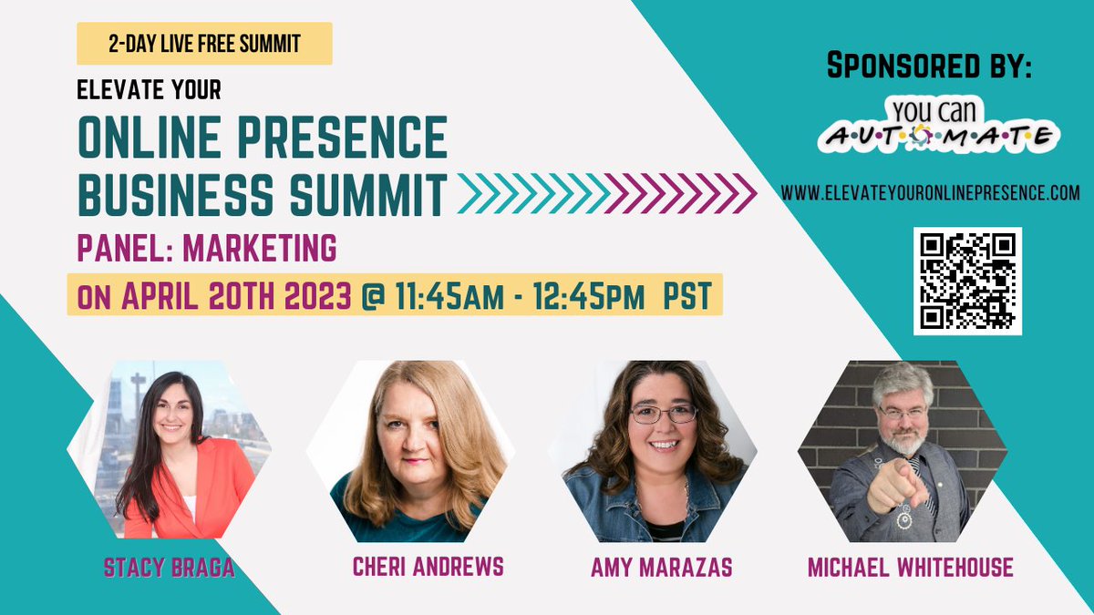 Ready to take your online presence to the next level? Join me at "Elevate your Online Presence" on April 20th. Learn from 15 expert panels (with 60 speakers) on various entrepreneurial topics. 
elevateyouronlinepresence.com/michael

#ElevateYourOnlinePresence #BusinessSummit #OnlineMarketing