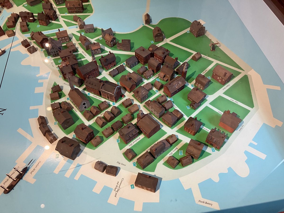 BostonHistory's tweet photo. In my children’s book One April in Boston, 10-year-old Ben Edwards, an orphan, lives with his aunt and uncle on Back Street near the Mill Pond in the North End of Boston. Home on the far right of second photo. This model at Old South depicts Boston before the American Revolution. https://t.co/CqAzMiHbud